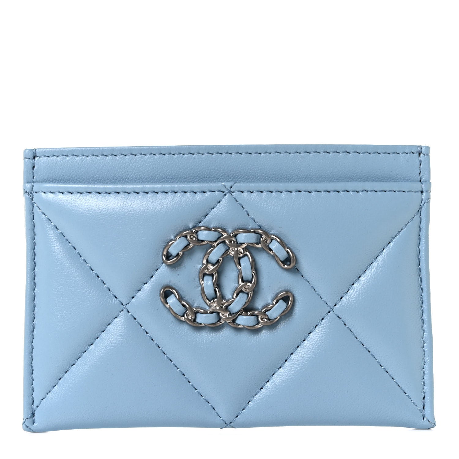 Chanel Lambskin Quilted Chanel 19 Card Holder Blue 1 of 11