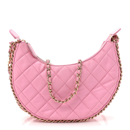 Chanel Lambskin Quilted Small Hobo Bag Pink 1 of 11