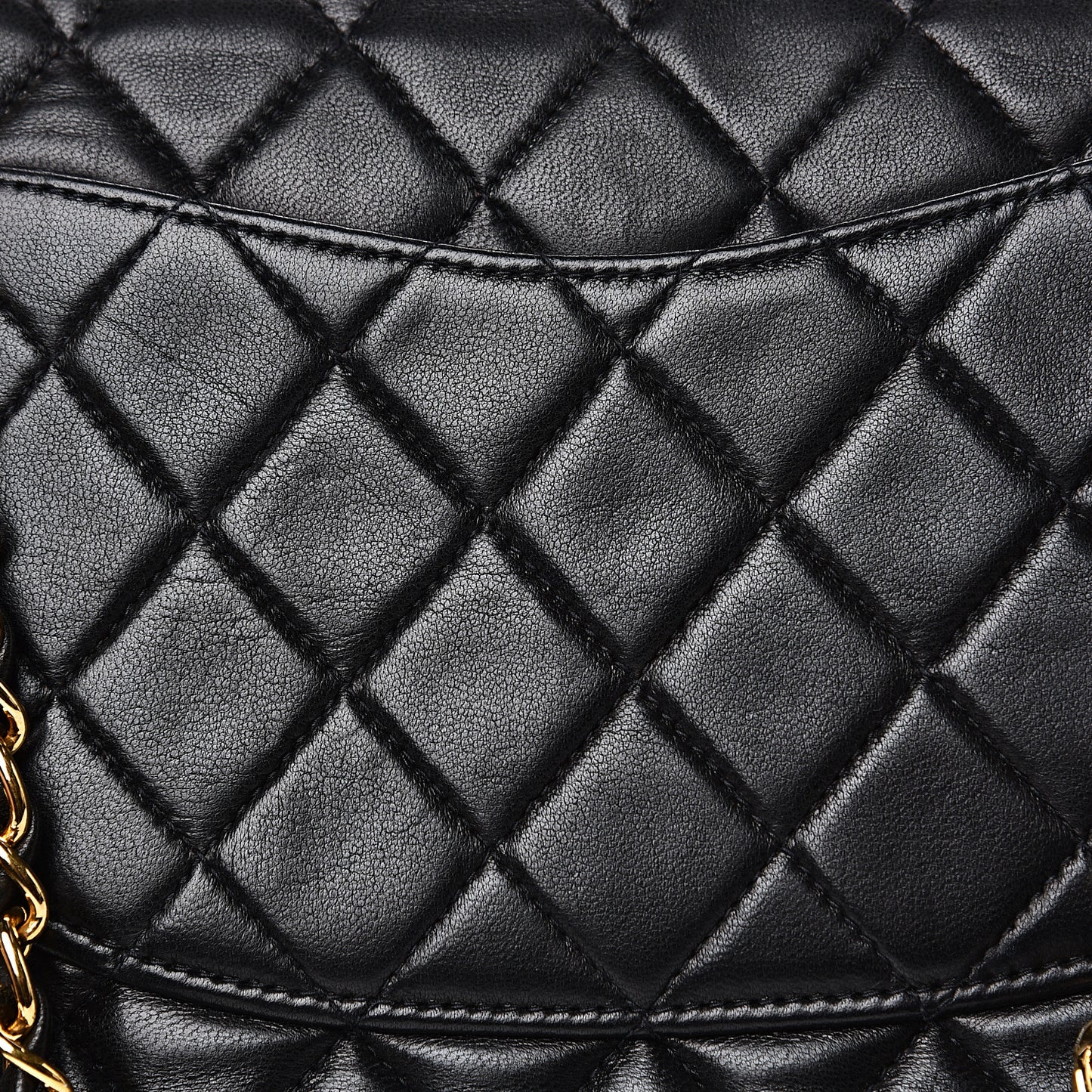 Lambskin Quilted Medium Double Flap Black