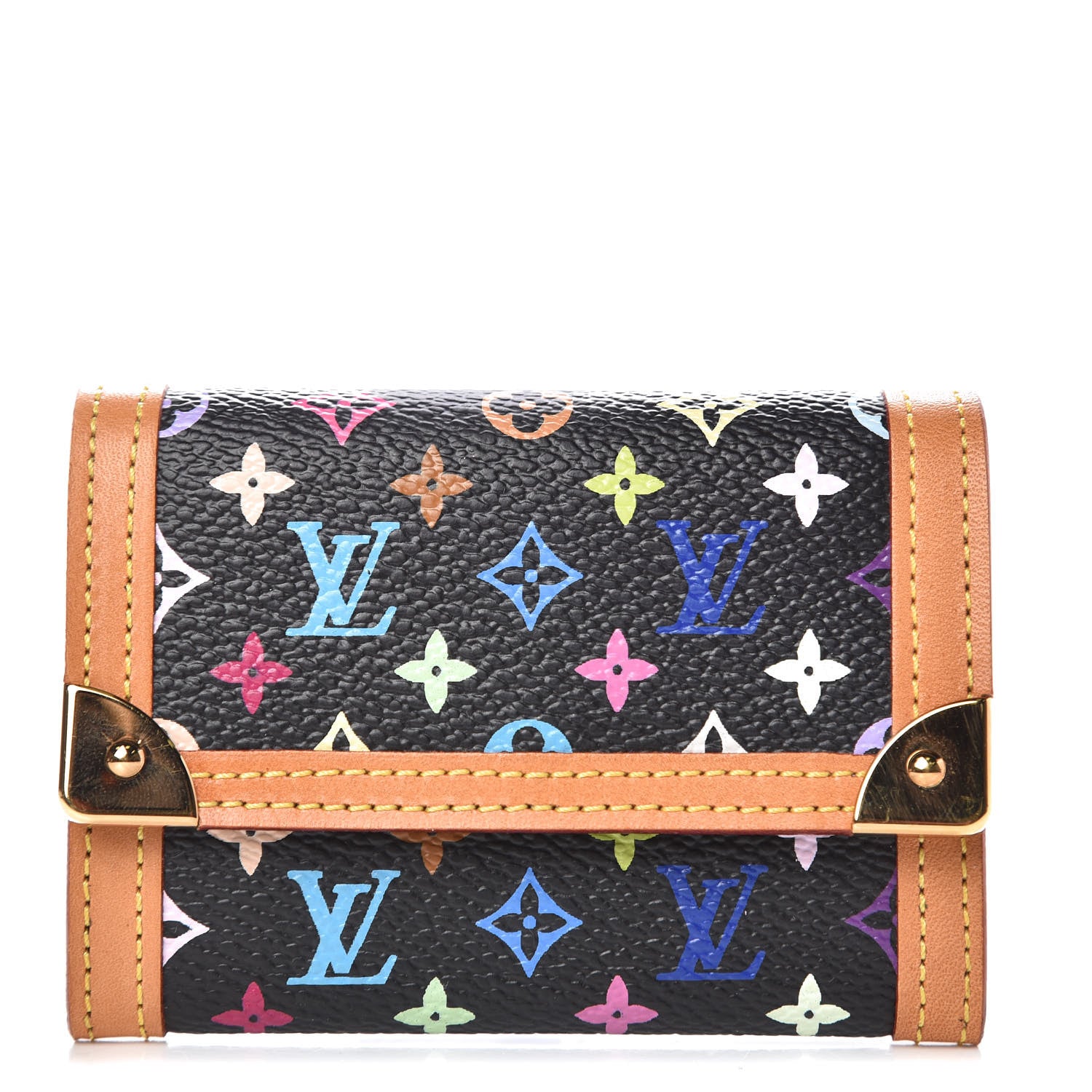 Louis Vuitton Monogram Multicolor Porte-Monnaie Plat Coin Purse Black 1 of 7