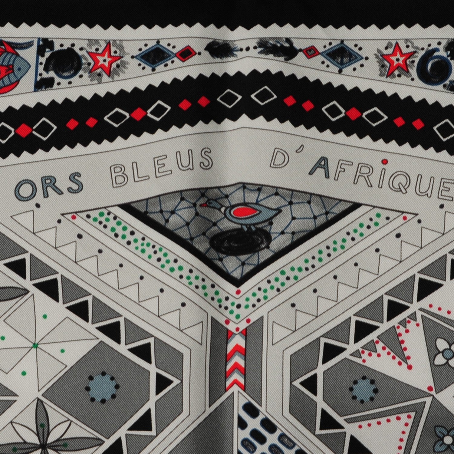 Hermes Silk Ors Blues d'Afrique Scarf 90 Noir Gris Rouge 6 of 8