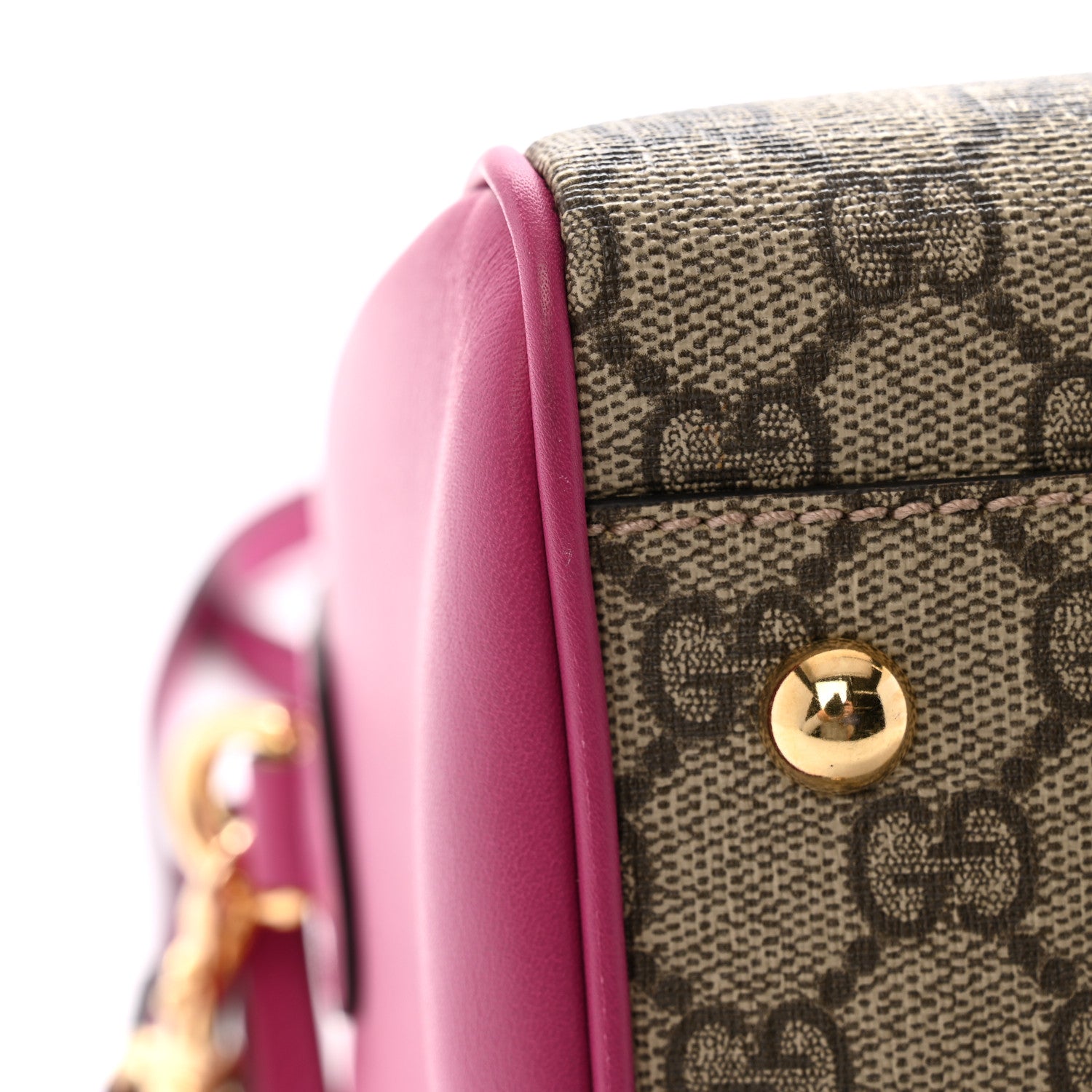 Gucci GG Supreme Monogram Moon Calfskin Small Boston Beige Ebony Hibiscus Red New Rosette 11 of 13