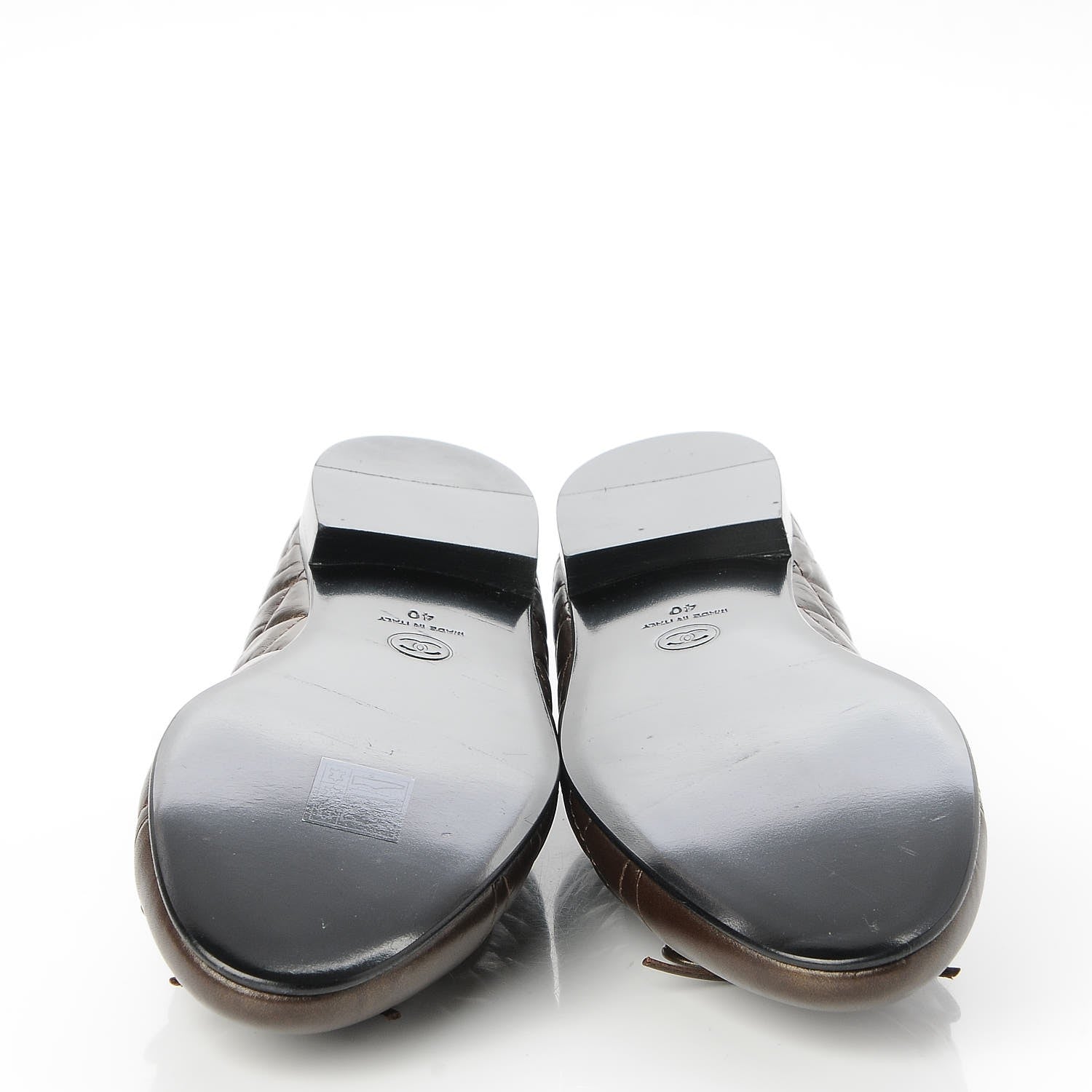 Chanel Metallic Aged Calfskin Quilted Cap Toe Ballerina Flats 40 Dark Brown 5 of 9