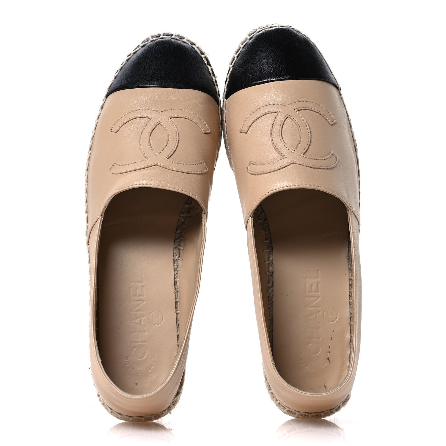 Chanel Lambskin CC Espadrilles 39 Beige Black 2 of 9