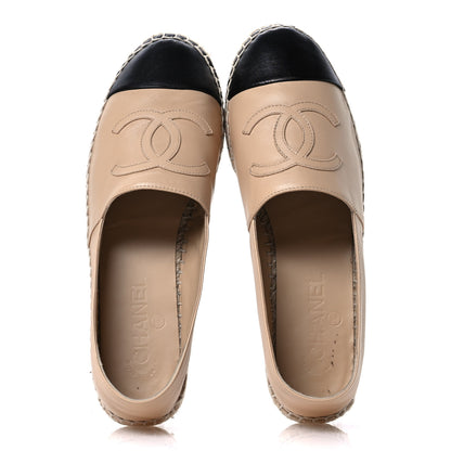 Chanel Lambskin CC Espadrilles 39 Beige Black 2 of 9