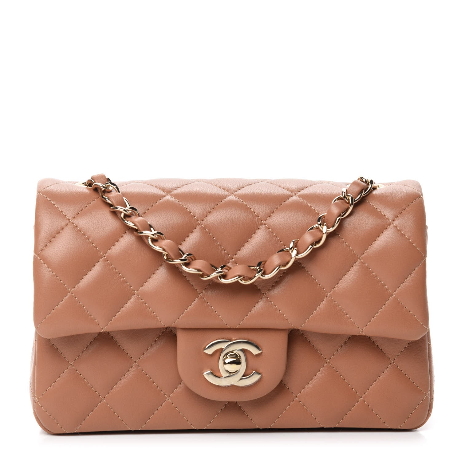 Chanel Lambskin Quilted Mini Rectangular Flap Brown 1 of 11