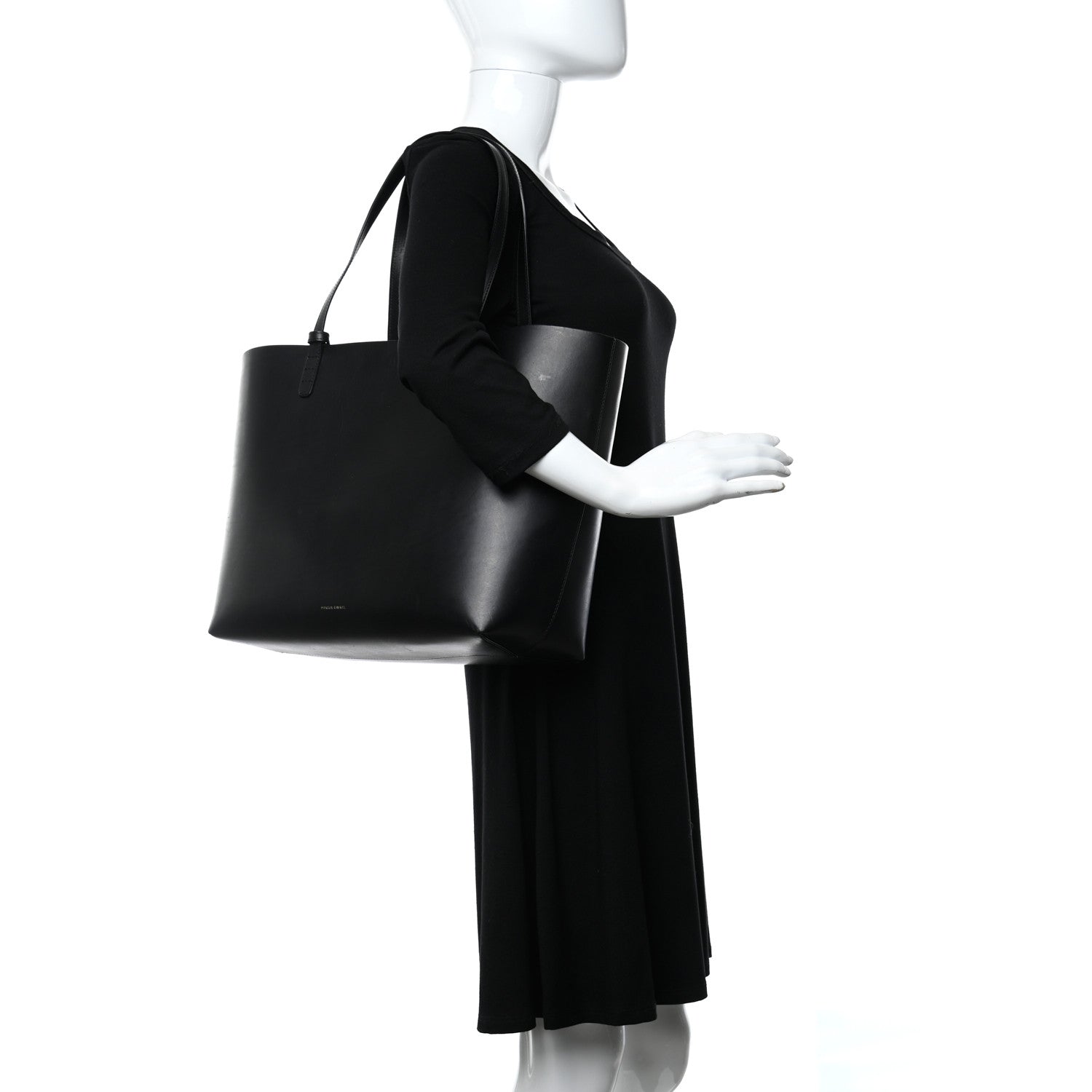 Mansur Gavriel Saffiano Large Shopping Tote Black Royal 2 of 10