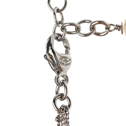 Chanel Crystal Pearl Multi Strand Chain CC Long Necklace Silver 6 of 6