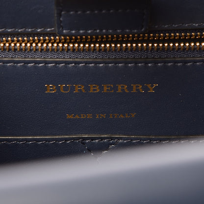 Burberry Smooth Bonded Calfskin Large Saddle Tote Blue Carbon 7 of 7
