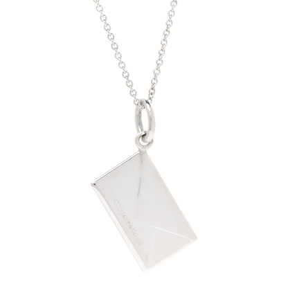 Tiffany Sterling Silver Diamond Envelope Pendant Necklace 6 of 6