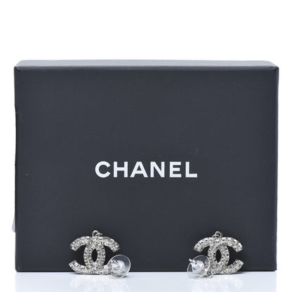 Chanel Baguette Crystal CC Drop Earrings Silver 5 of 5