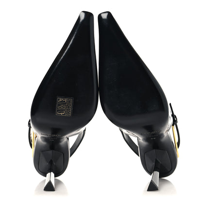 Saint Laurent Glazed Calfskin Lee Slingback Pumps 38 Black 6 of 10