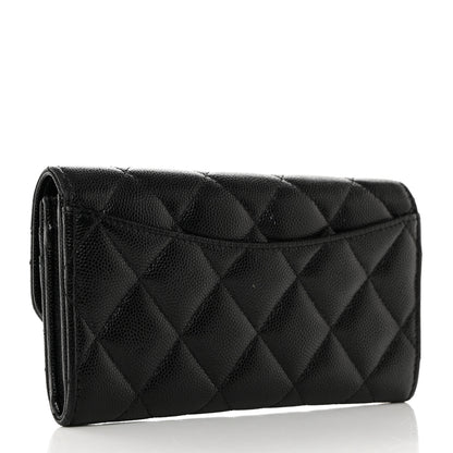 Chanel Caviar Quilted Medium Gusset Flap Wallet Black 3 of 8