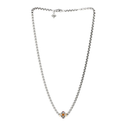 David Yurman Sterling Silver 18K Yellow Gold Citrine Garnet Renaissance Necklace 3 of 4