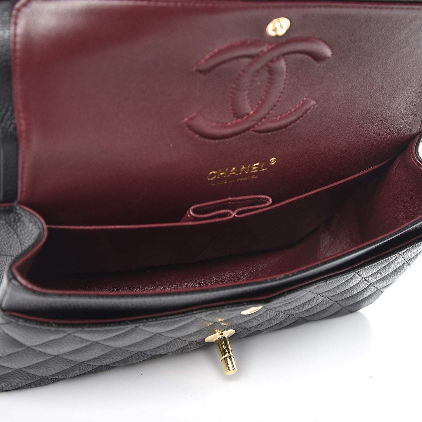 Caviar Quilted Medium Double Flap Black