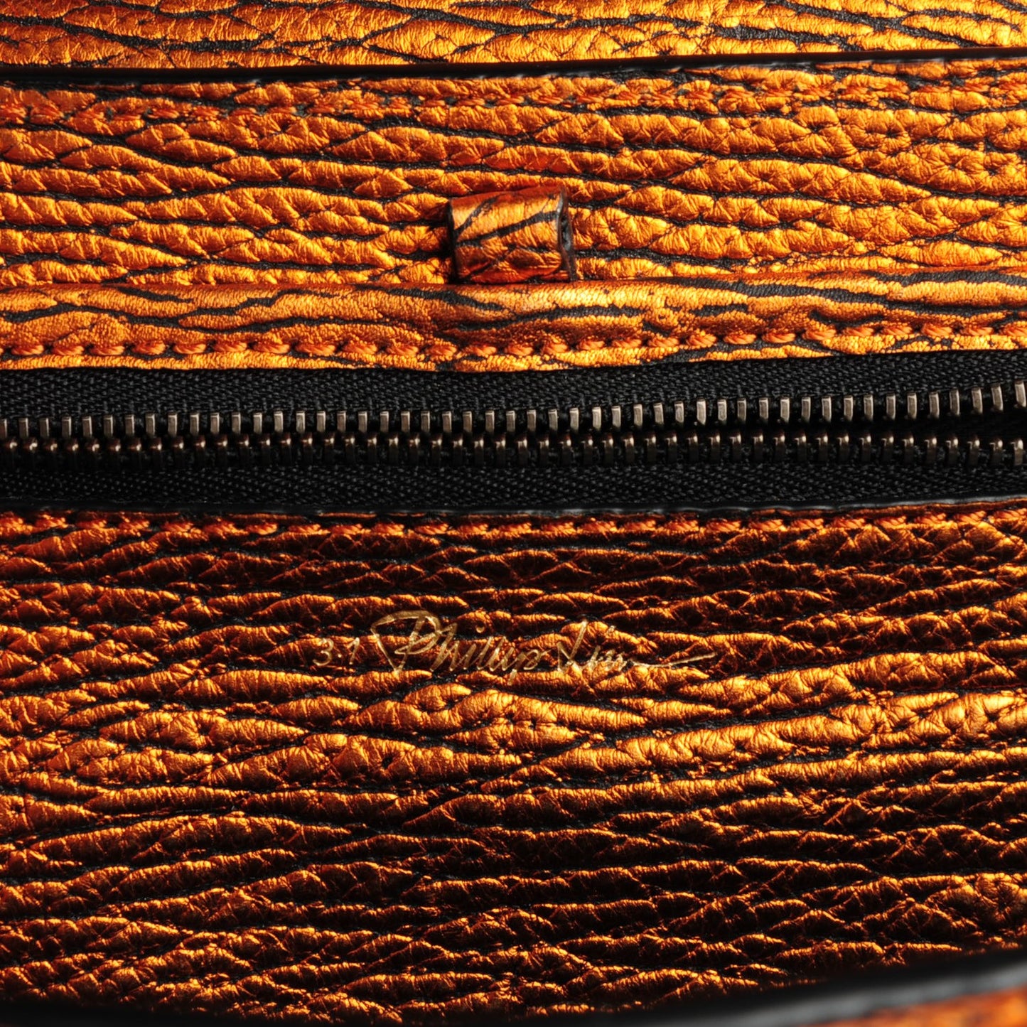 3.1 Metallic Textured Calfskin Mini Pashli Satchel Copper