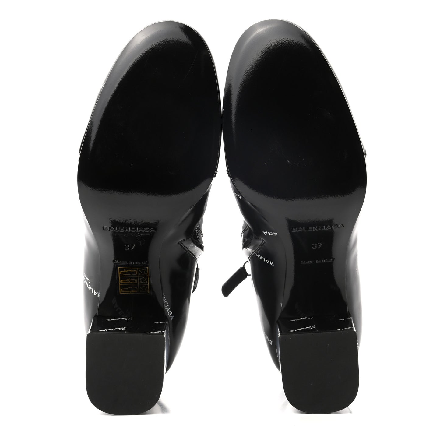 Patent Allover Logo Ankle Boots 37 Black