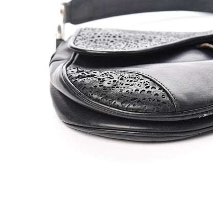 Christian Dior Lambskin Laser Cut Saddle Bag Black 9 of 13