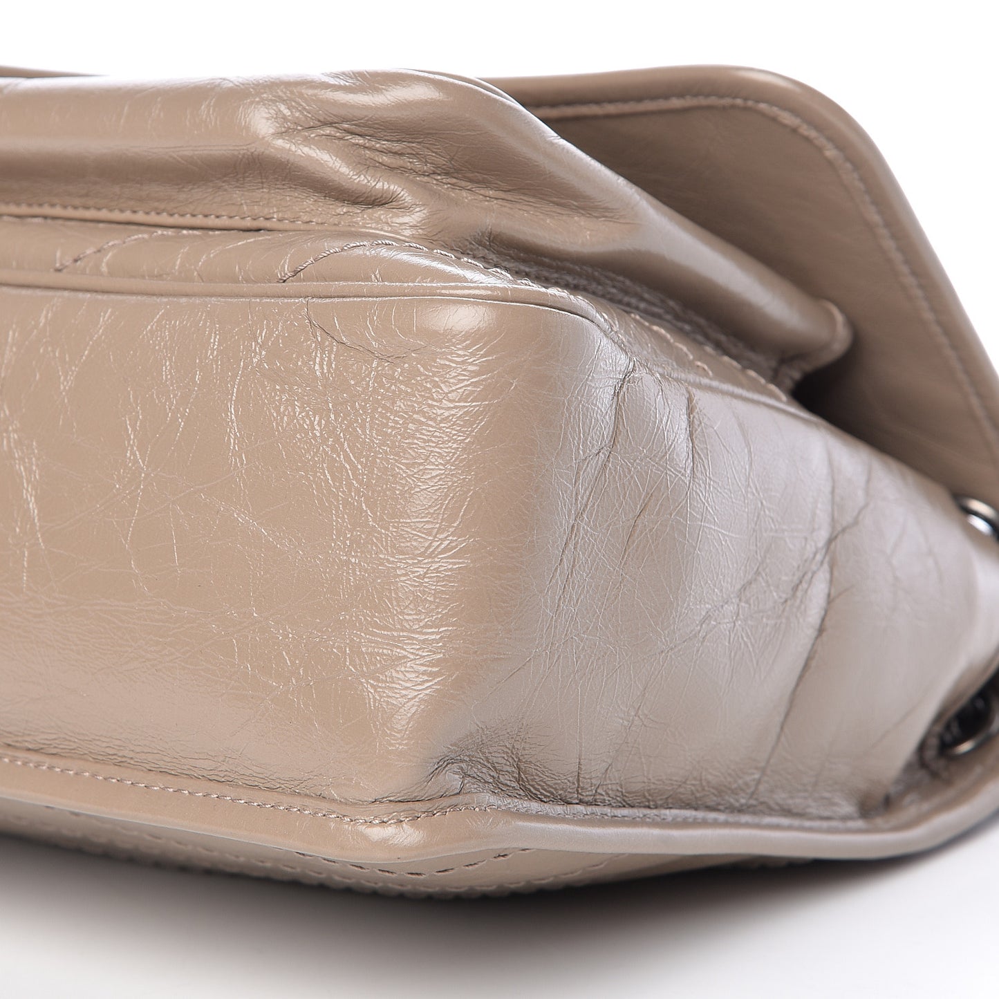 Crinkled Calfskin Matelasse Monogram Medium Niki Chain Satchel Light Taupe