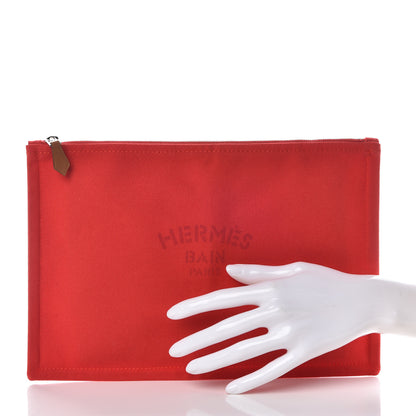 Hermes Toile Flat Yachting Pouch Rouge 2 of 8