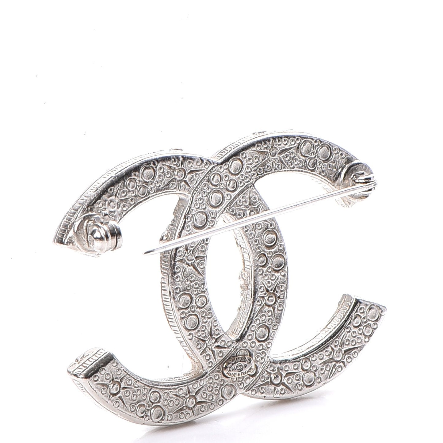 Swarovski Crystal Large CC Brooch Silver