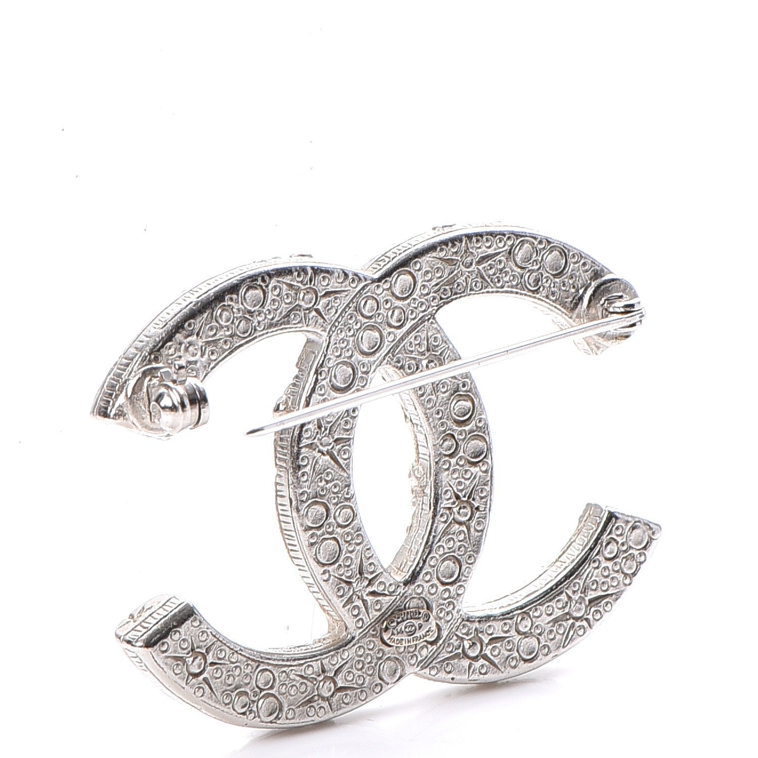 Chanel Swarovski Crystal Large CC Brooch Silver 3 of 5