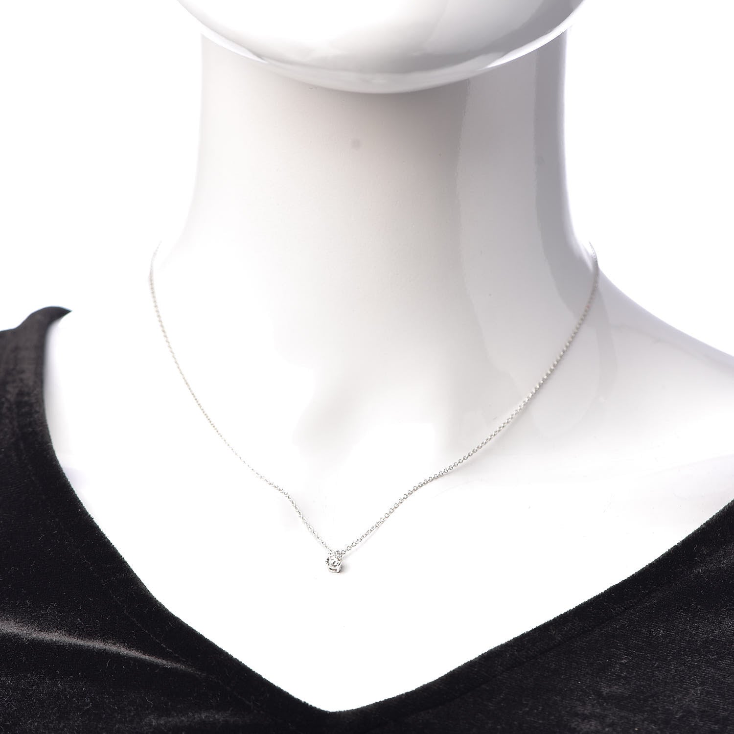 Tiffany Platinum Diamond .17ct Solitaire Pendant Necklace 2 of 6