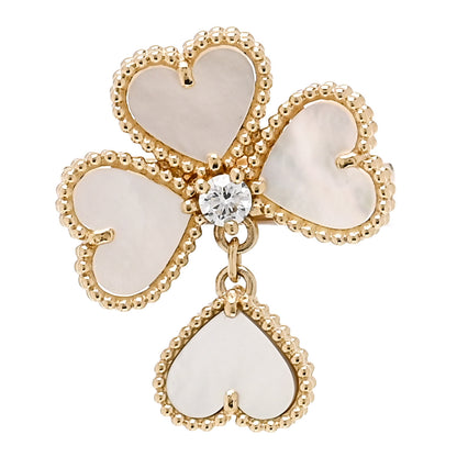 Van Cleef & Arpels 18K Yellow Gold Diamond Mother of Pearl Sweet Alhambra Effeuillage Ring 48 4.5 1 of 5