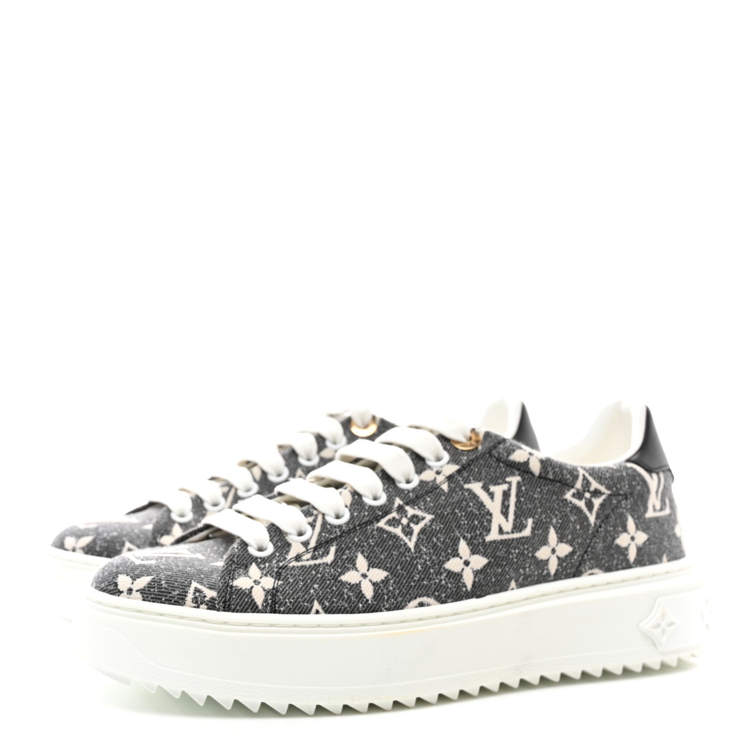 Louis Vuitton Denim Monogram Time Out Sneakers 37.5 3 of 9