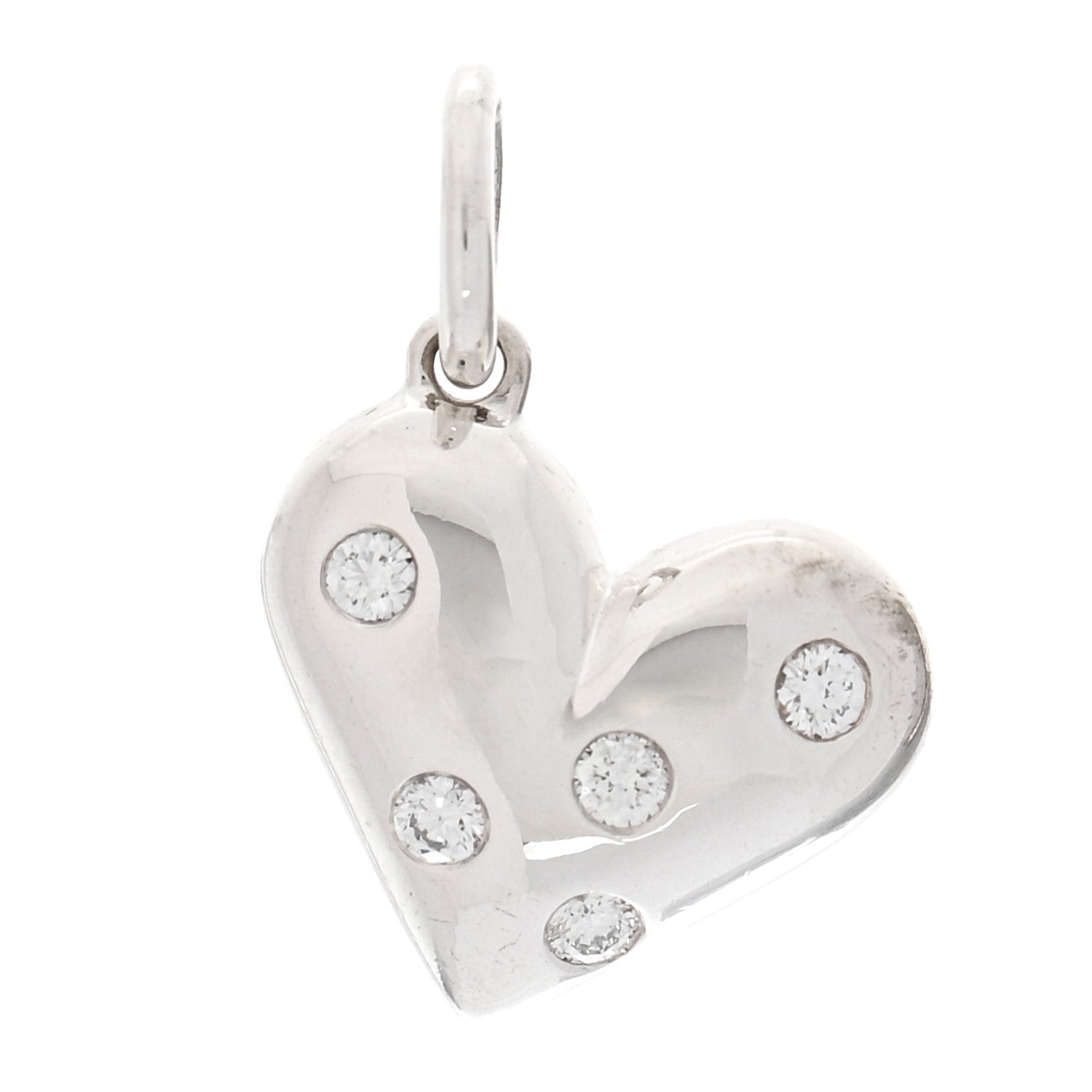 Tiffany Sterling Silver Diamond Etoile Heart Charm 1 of 3