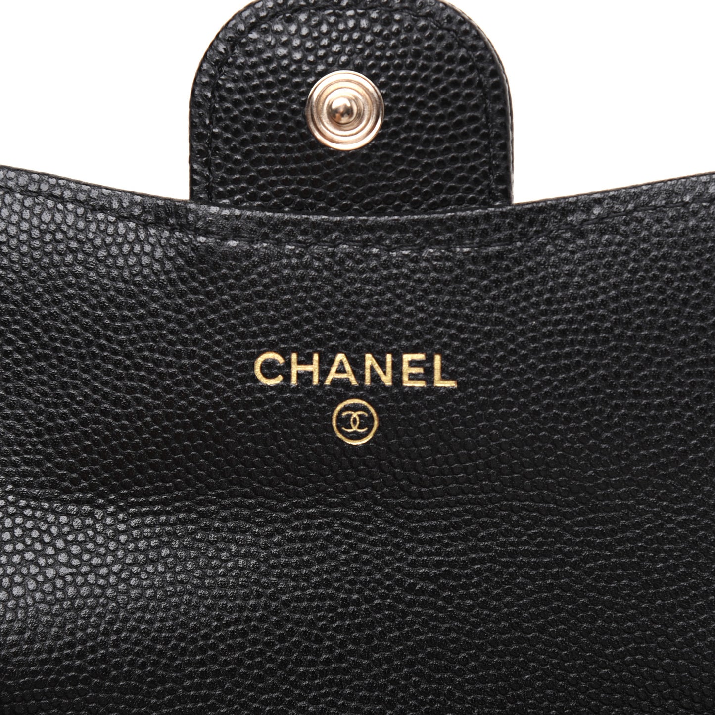 Caviar Quilted Flap Card Holder Chain Wristlet Black