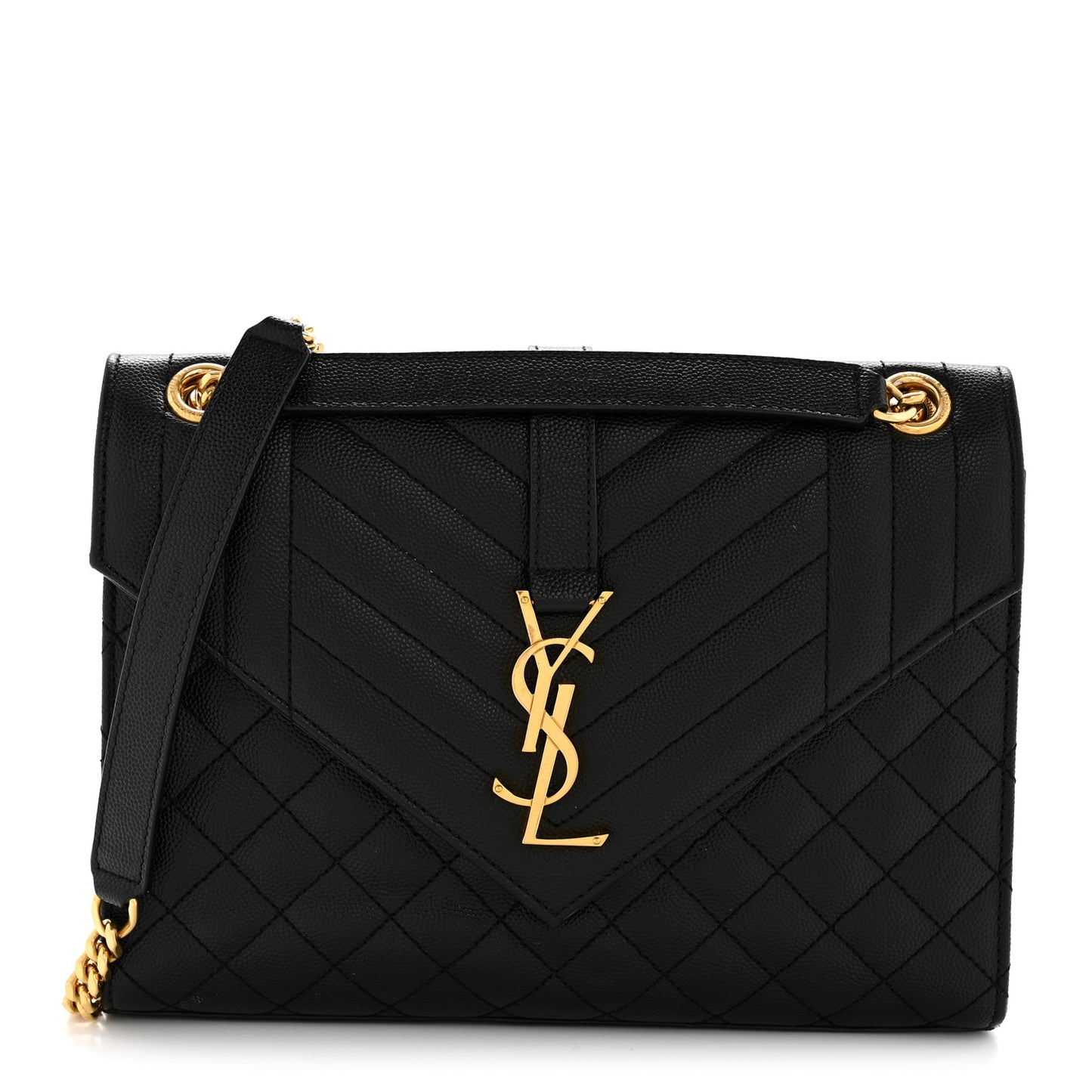 Grain De Poudre Textured Mixed Matelasse Triquilt Medium Monogram Satchel Black