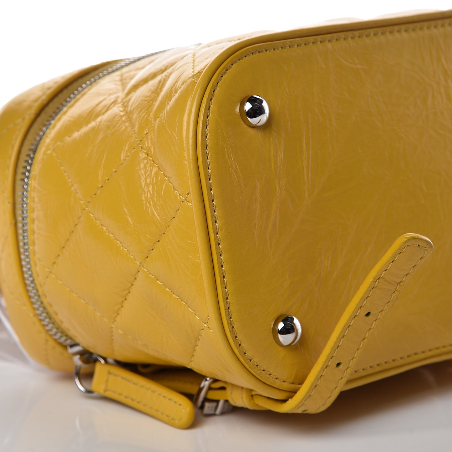 Crumpled Calfskin PVC Quilted Backpack Yellow