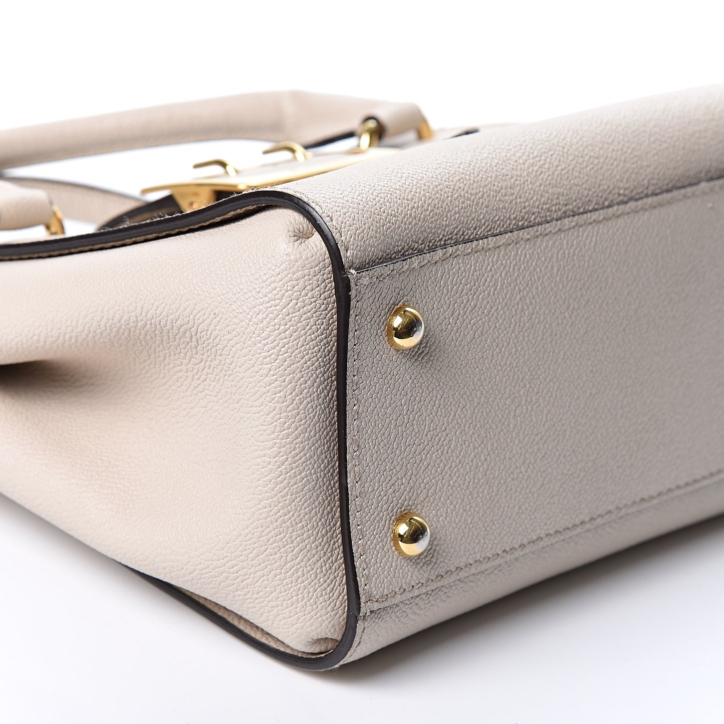 Soft Grain Calfskin Small Buckle Tote Limestone