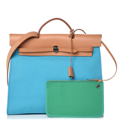 Hermes Toile Vache Hunter Herbag Zip 39 MM Bleu Azteque 1 of 13