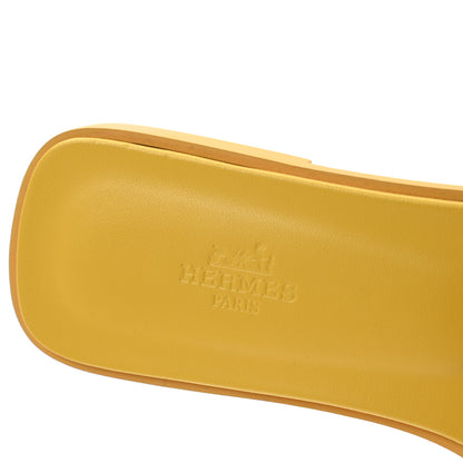 Hermes Box Calfskin Oran Sandals 40 Jaune Citron 8 of 8