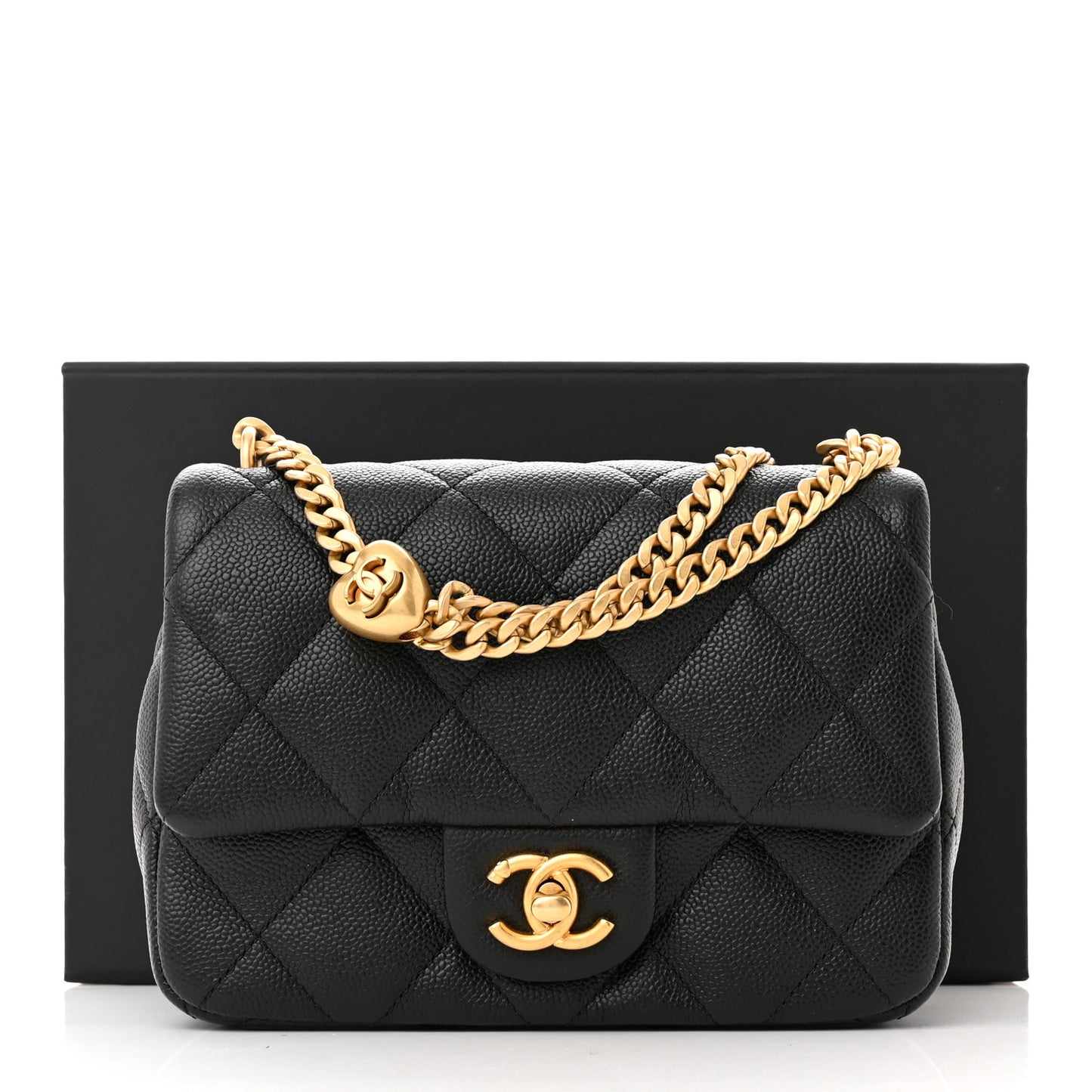 Caviar Quilted Mini Sweetheart Flap Black