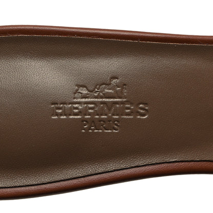 Hermes Calfskin Oasis Sandals 37.5 Gold 6 of 8
