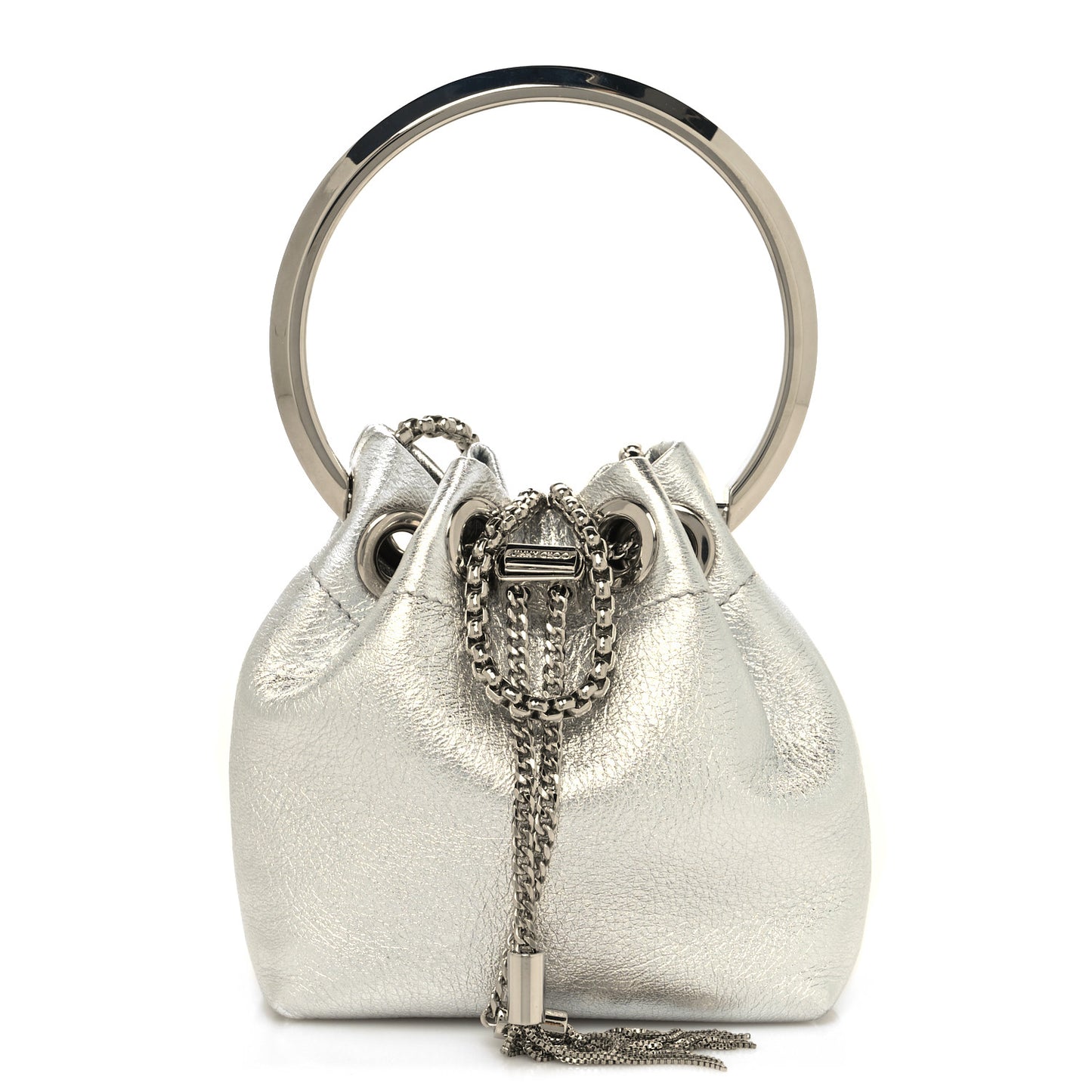 Metallic Nappa Micro Bon Bon Bag Silver