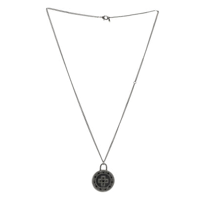 Chanel Crystal Cross Medallion Necklace Ruthenium Black 3 of 7