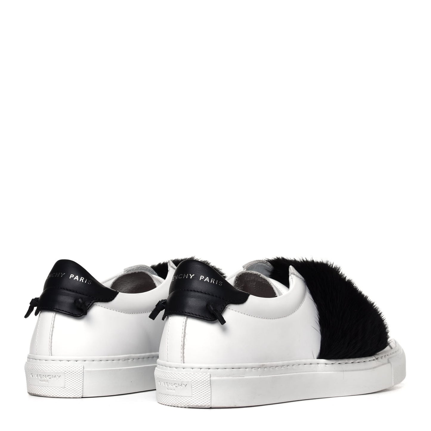 Calfskin Mink Fur Urban Sneakers 39 White Black