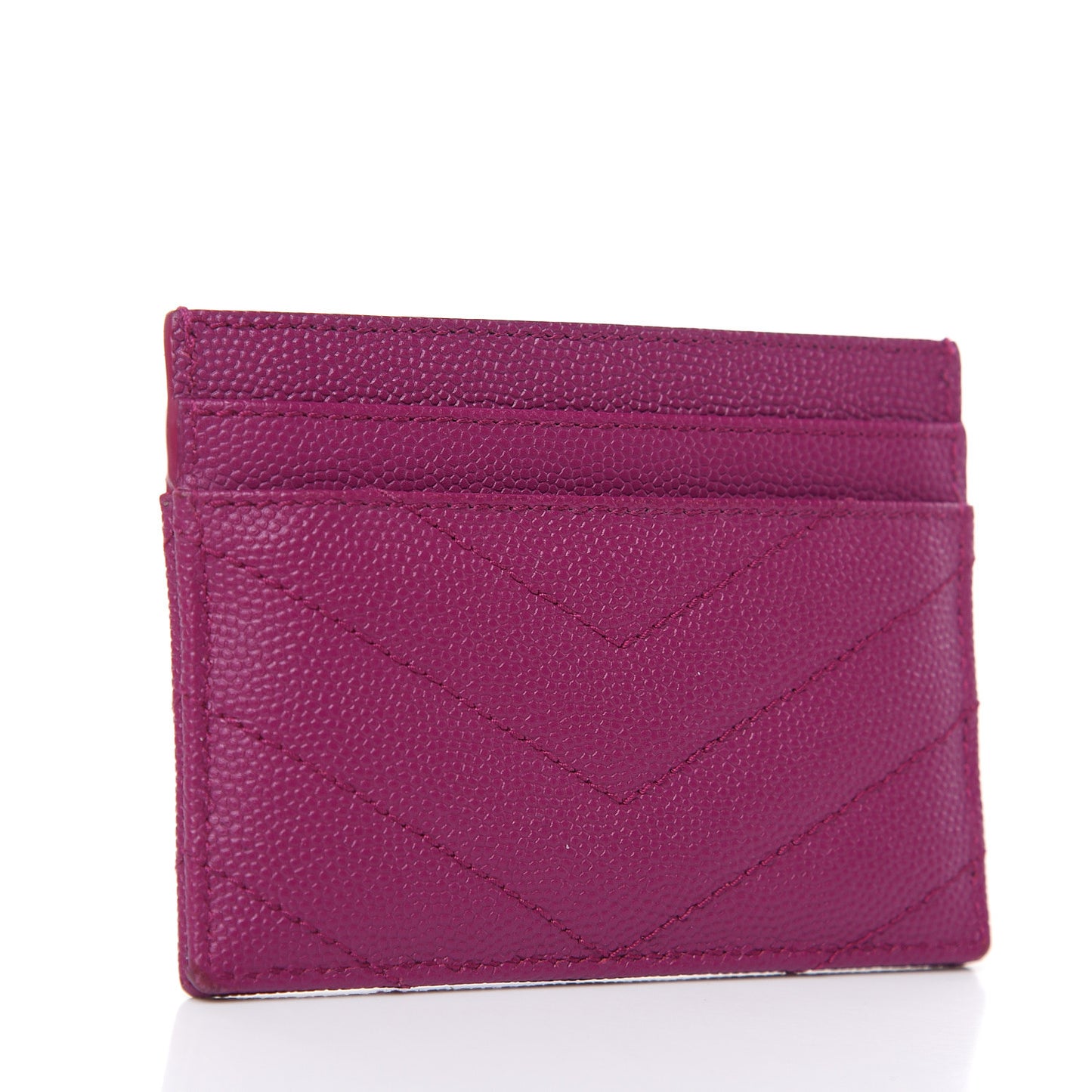 Grain De Poudre Matelasse Chevron Monogram Credit Card Case Dark Grape