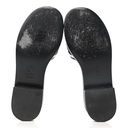 Chanel Lambskin Embroidered CC Mule Sandal 38.5 Black White 5 of 10