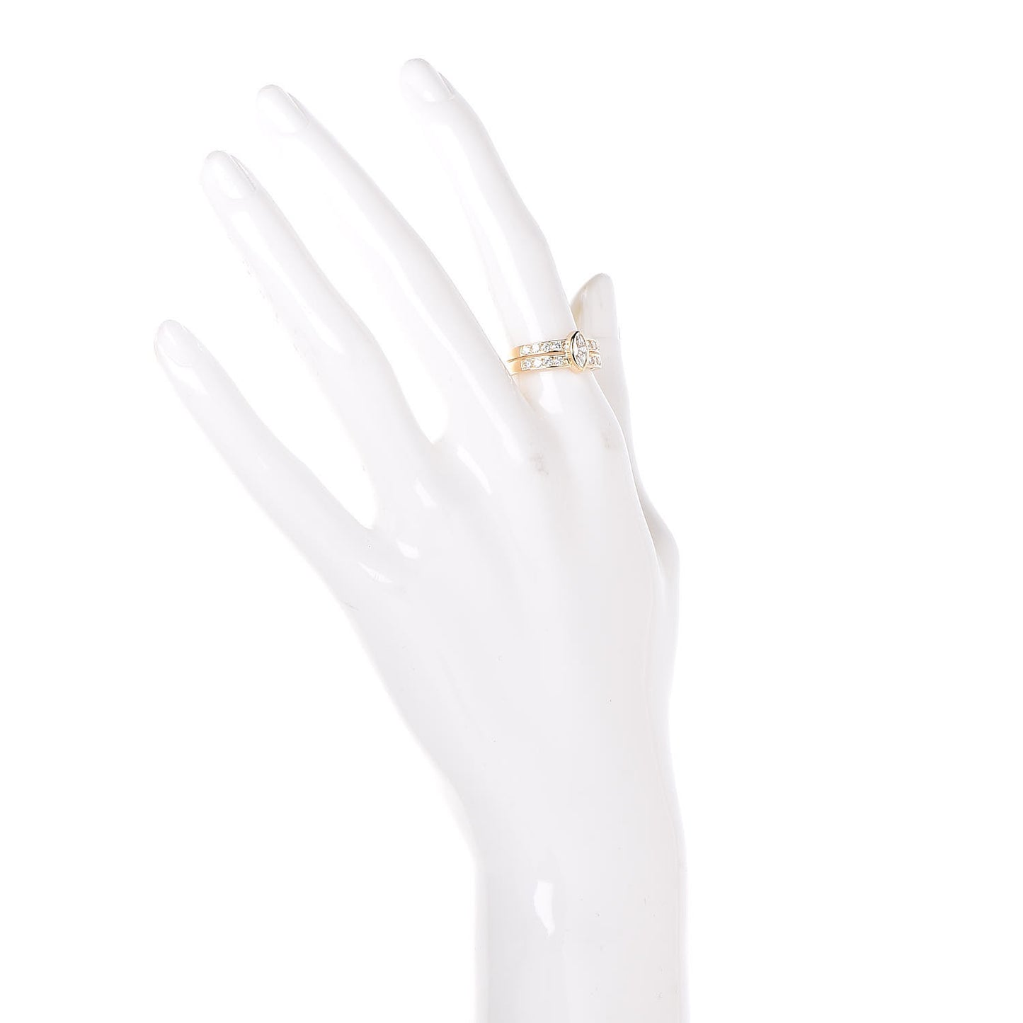 18K Yellow Gold Diamond Marquise Band Ring 52 6