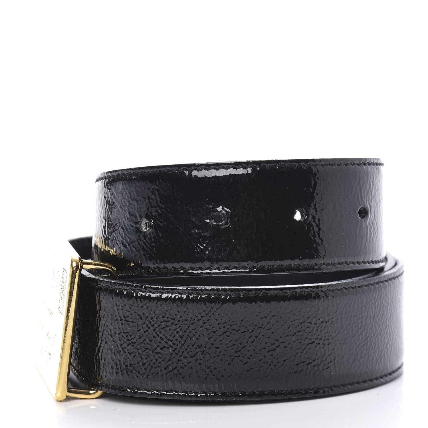 Saint Laurent Patent Calfskin Y-Mail Belt 75 30 Black 4 of 6