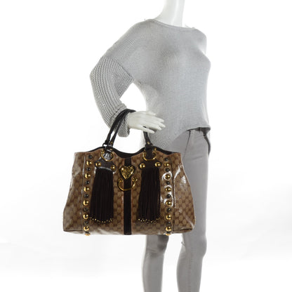 Gucci Crystal Monogram Large Babouska Tote Dark Brown 2 of 10