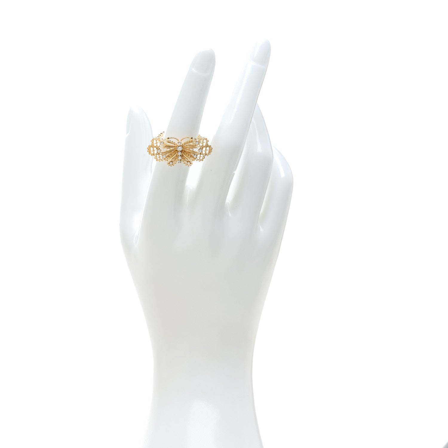 Gucci 18K Yellow Gold Diamond Butterfly Ring 50 5.5 2 of 4
