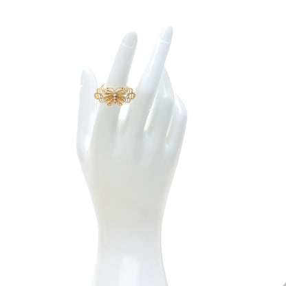 Gucci 18K Yellow Gold Diamond Butterfly Ring 50 5.5 2 of 4