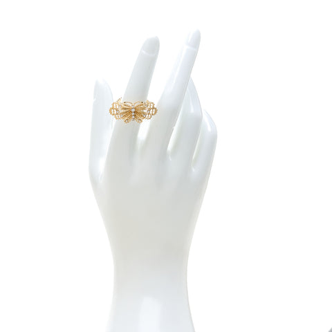 18K Yellow Gold Diamond Butterfly Ring 50 5.5