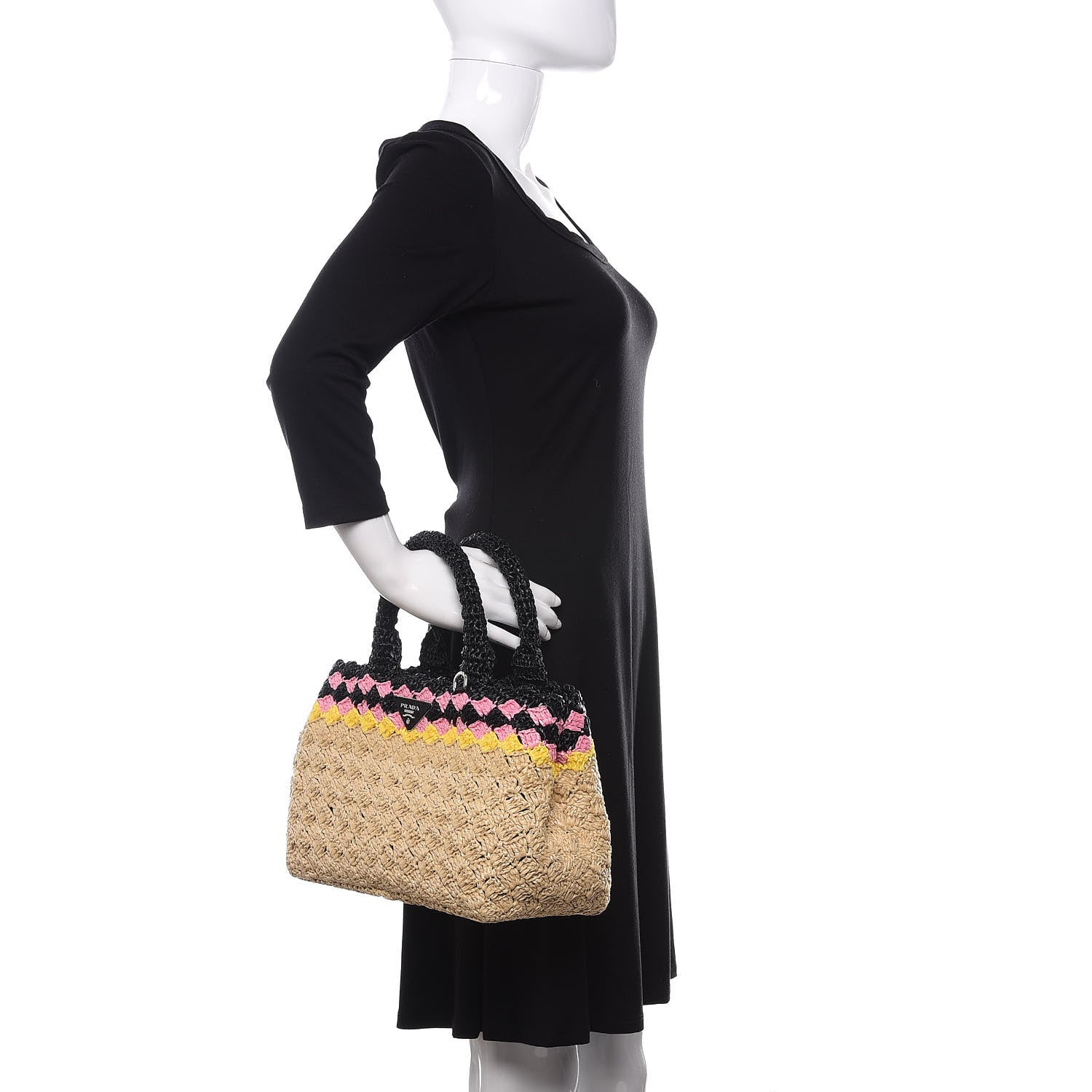 Prada Raffia Crochet Colorblock Giardiniera Tote 2 of 9